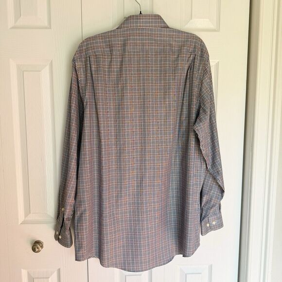 Men's Tailored Fit Plaid Shirt Size 17 XL Grey Multicolor Kirkland Signature - Picture 13 of 16